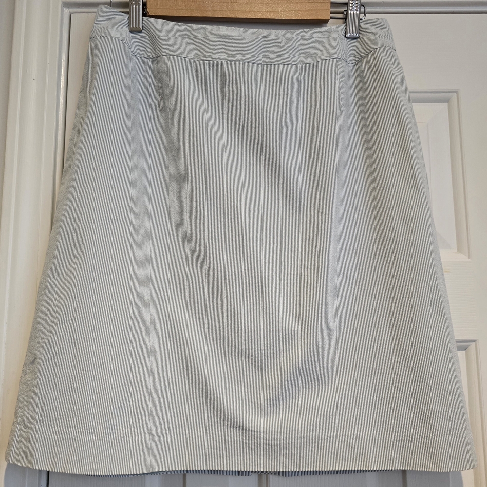 Women's Talbots Size 12 Blue & White Striped Mini Pencil Skirt Lined